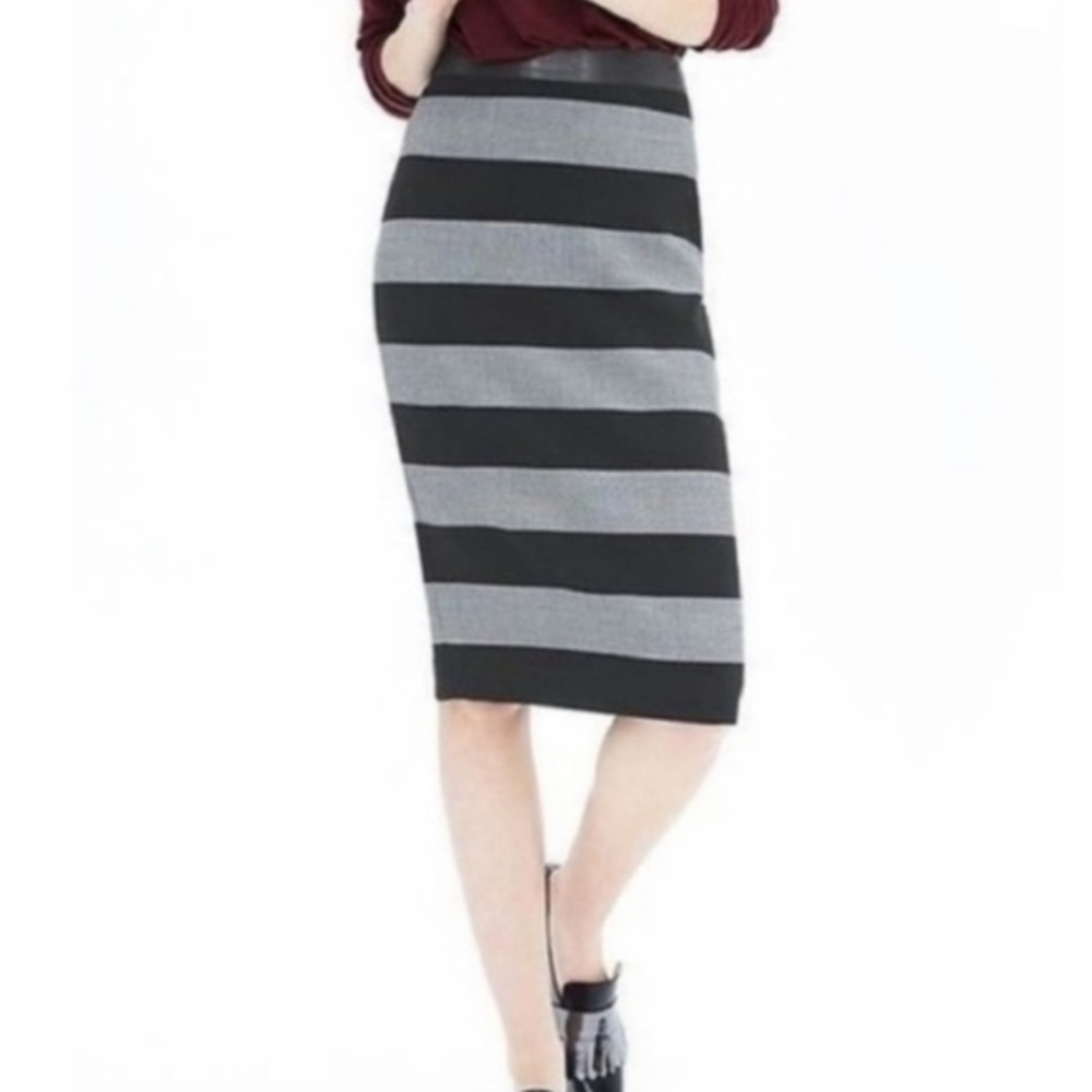 Gray & Black Pencil Skirt